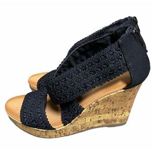 Montego Bay Club Black Wedge Sandal Size 6.5